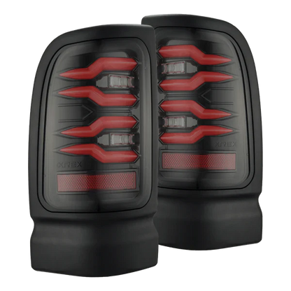 AlphaRex 94-01 Dodge Ram 1500/94-02 Ram 2500/3500 LUXX-Series LED Tail Lights Black Red