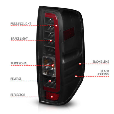ANZO 2005-2021 Nissan Frontier LED Taillights Black Housing/Smoke Lens 311444