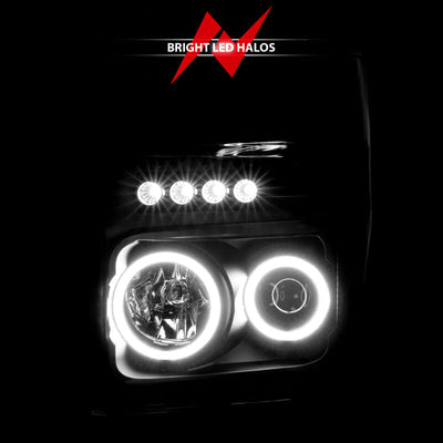 Anzo 2008-2010 Ford F-250 Projector Headlights w/ Halo Black (CCFL)