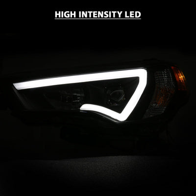 ANZO 14-18 Toyota 4 Runner Plank Style Projector Headlights Black w/ Amber 111416