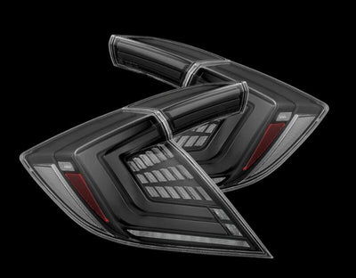 AlphaRex 16-21 Honda Civic Hatchback/ Type-R FK8 Nova-Series LED Tail Lights (Pair) - Alpha Black 676000 *Discontinued