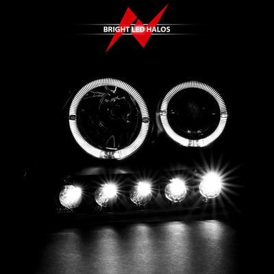 Anzo 1997.5-2003 Ford F-150 Projector Headlights w/ Halo and LED Black 1pc