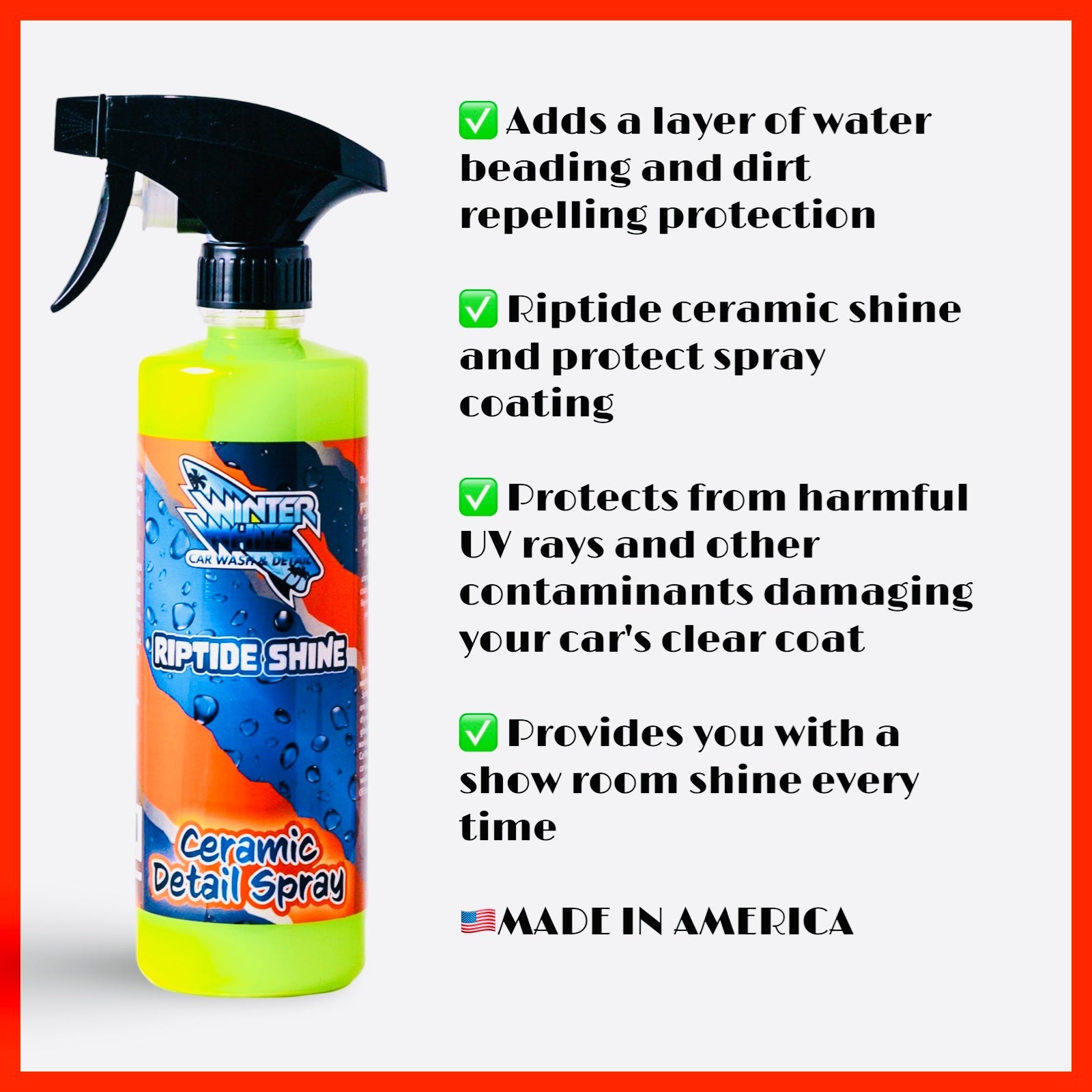 Riptide Ceramic Detail Spray, Shine and Protection for Vehicle Paint (16 Fl oz)