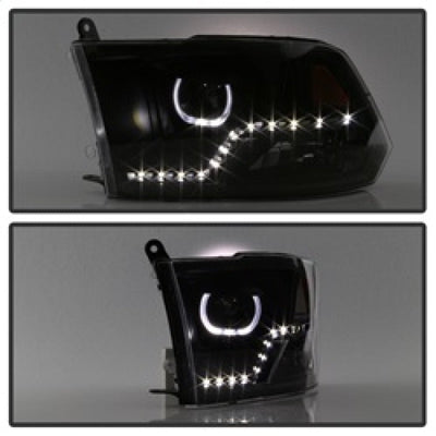 SPYDER xTune Dodge Ram 2009-2014 Halo LED Projector Headlights - Black PRO-JH-DR09-CFB-BK 9036729
