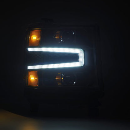 AlphaRex 16-18 Chevrolet Silverado 1500 LUXX-Series LED Projector Headlights Black