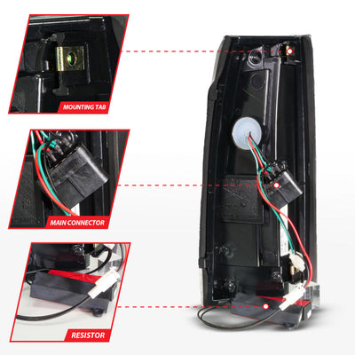 ANZO 88-99 Chevy/GMC C/K1500/2500/3500 Full LED Light Tube Taillights Black Housing Clear Lens 311485