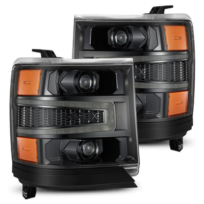 AlphaRex 16-18 Chevrolet Silverado 1500 LUXX-Series LED Projector Headlights Alpha-Black