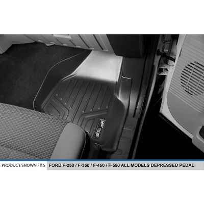 SMARTLINER Custom Fit Floor Liners For 2011-2012 Ford F-250/F-350/F-450 Super Duty Crew Cab with Depressed Drivers Side Pedal