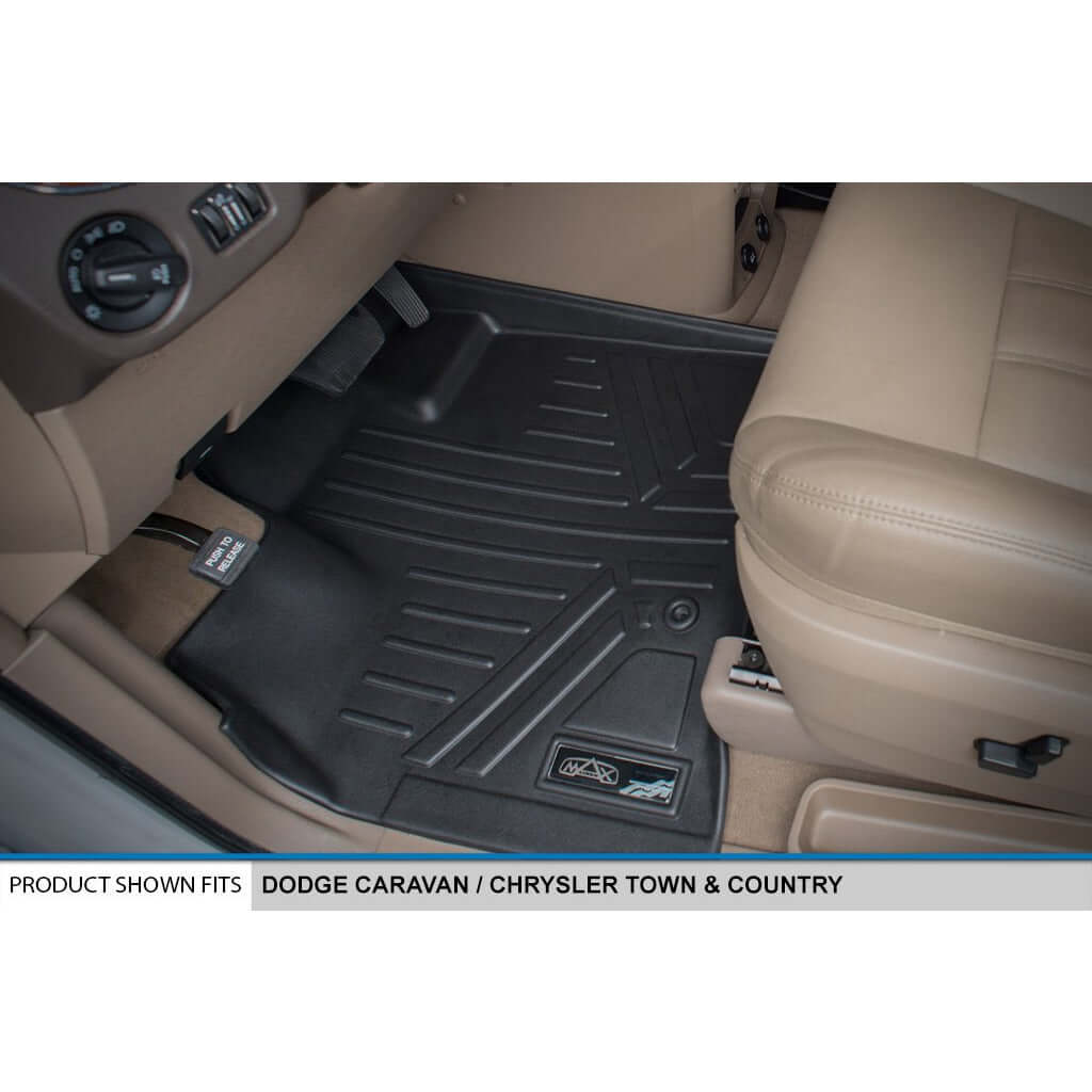 SMARTLINER Custom Fit Floor Liners For 2013-2020 Dodge Grand Caravan with Second Row Bench Seats and 1st Row Super Console