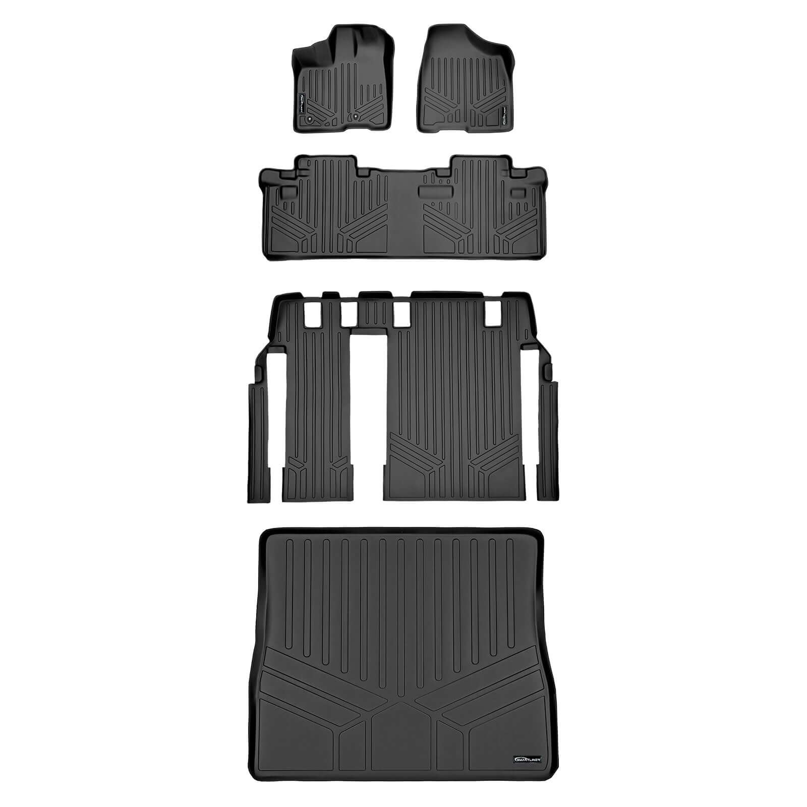 SMARTLINER Custom Fit Floor Liners For 2011-2012 Toyota Sienna (8 Passenger Model)