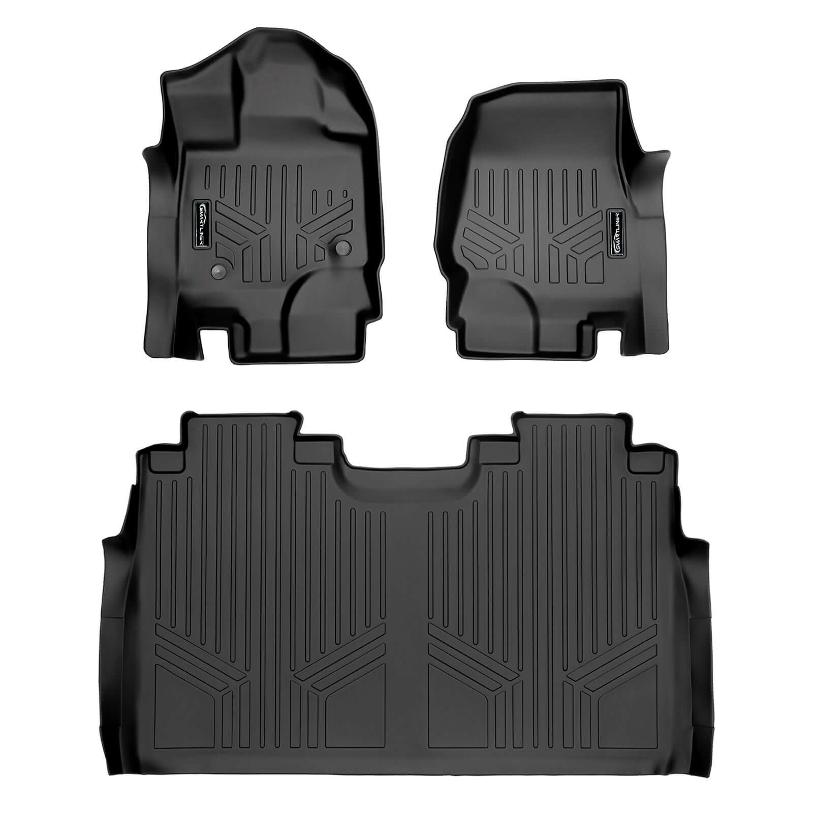 SmartCoverage™ Custom Fit Floor Liners For 2015-2025 Ford F-150 SuperCrew Cab with 1st Row Bucket Seats (Vinyl Flooring)