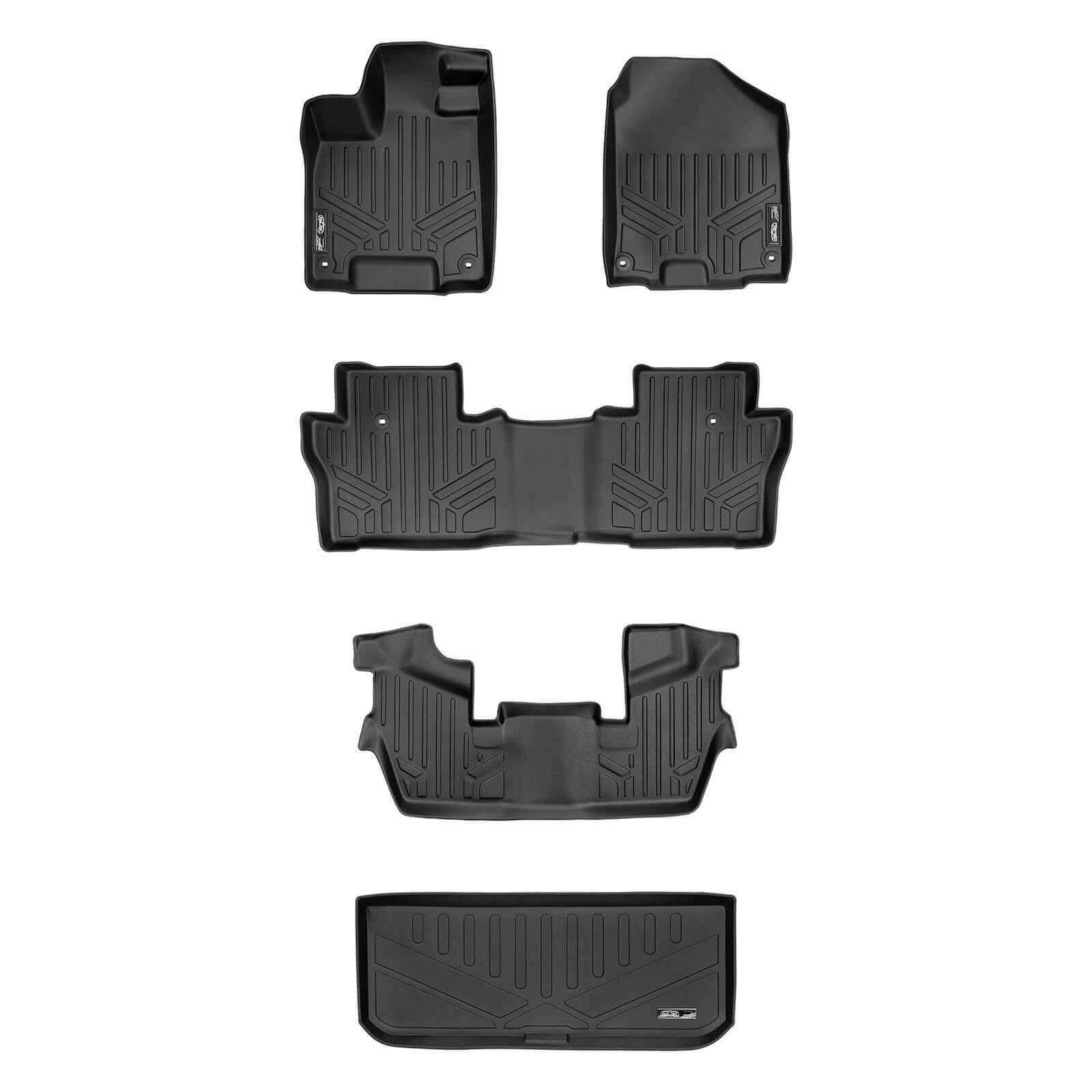 SMARTLINER Custom Fit Floor Liners For 2016-2022 Honda Pilot (7 Passenger Model)