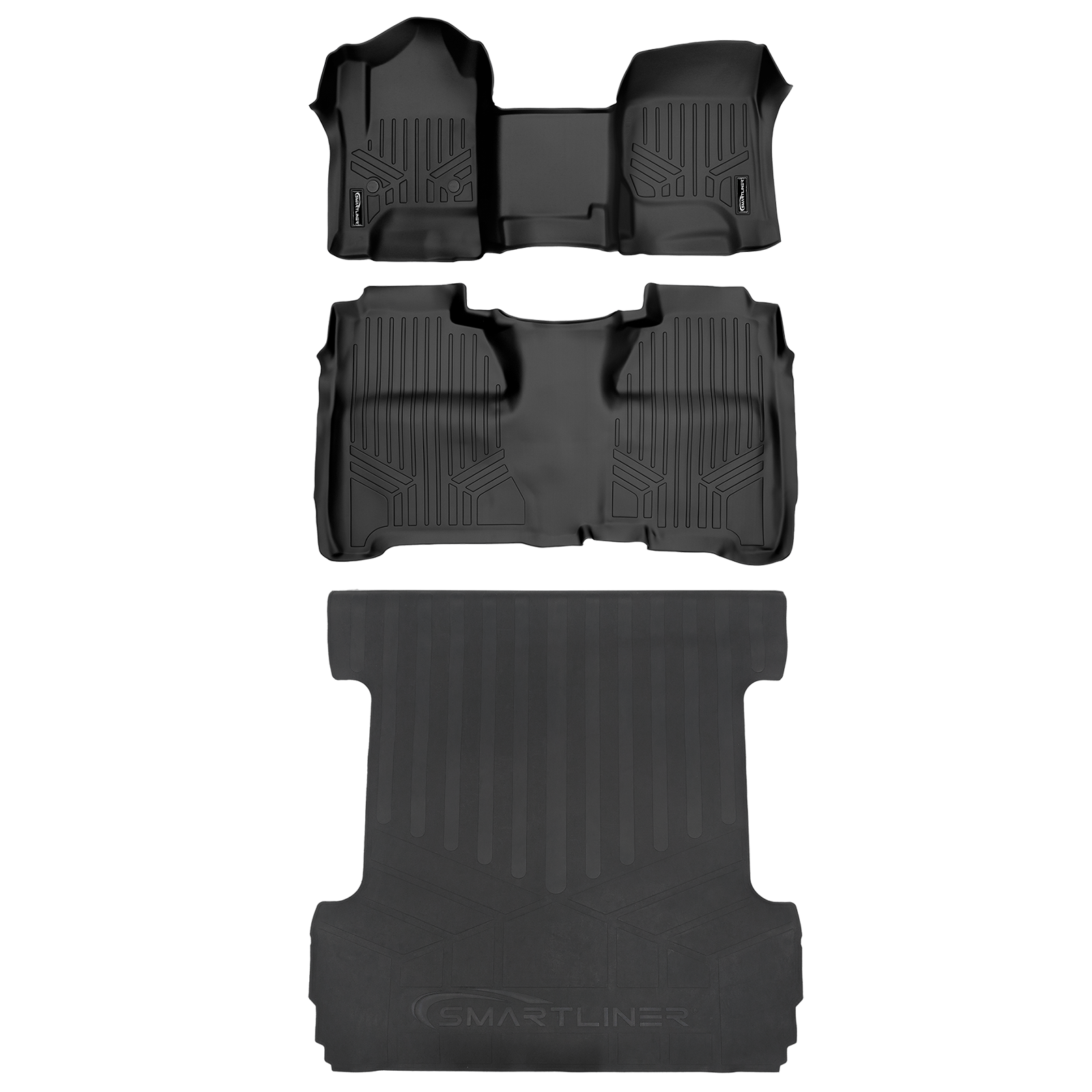 SMARTLINER Floor Liners for Crew Cab 2014-2018 Silverado/Sierra 1500 - 2015-2021 2500/3500 HD