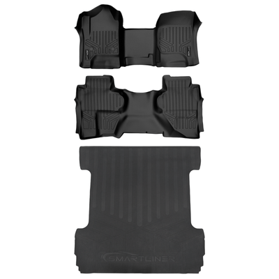 SMARTLINER Floor Liners for 2019 Silverado 1500 LD/ GMC Sierra 1500 LD Double Cab (Over the Hump Coverage)