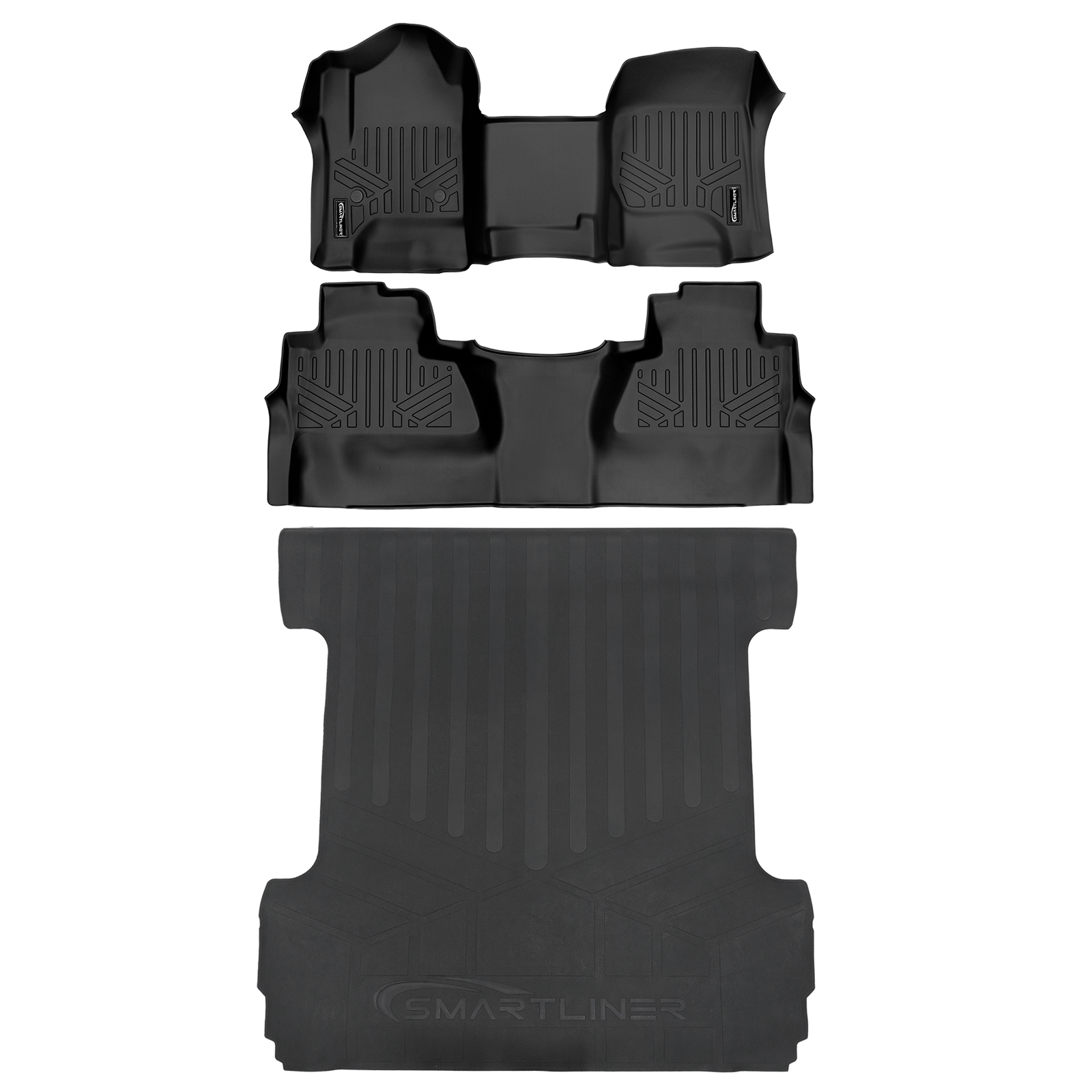 SMARTLINER Floor Liners for GMC Sierra 1500 Crew Cab 2014 - 2018 (Carpeted flooring) 1st Row Bench Half coverage