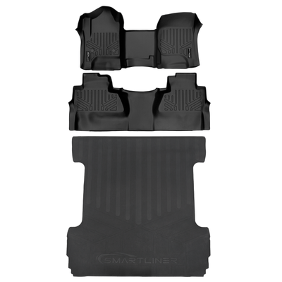 SMARTLINER Floor Liners for GMC Sierra 1500 Crew Cab 2014 - 2018 (Carpeted flooring) 1st Row Bench Half coverage