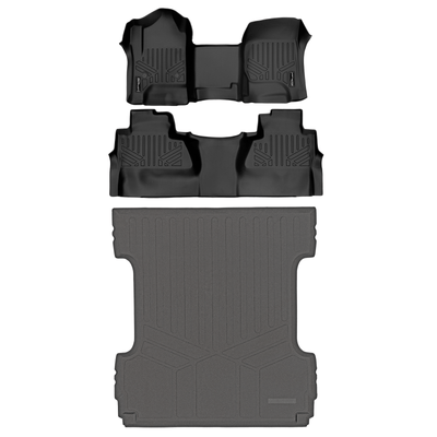 SMARTLINER Floor Liners for GMC Sierra 1500 Crew Cab 2014 - 2018 (Carpeted flooring) 1st Row Bench Half coverage