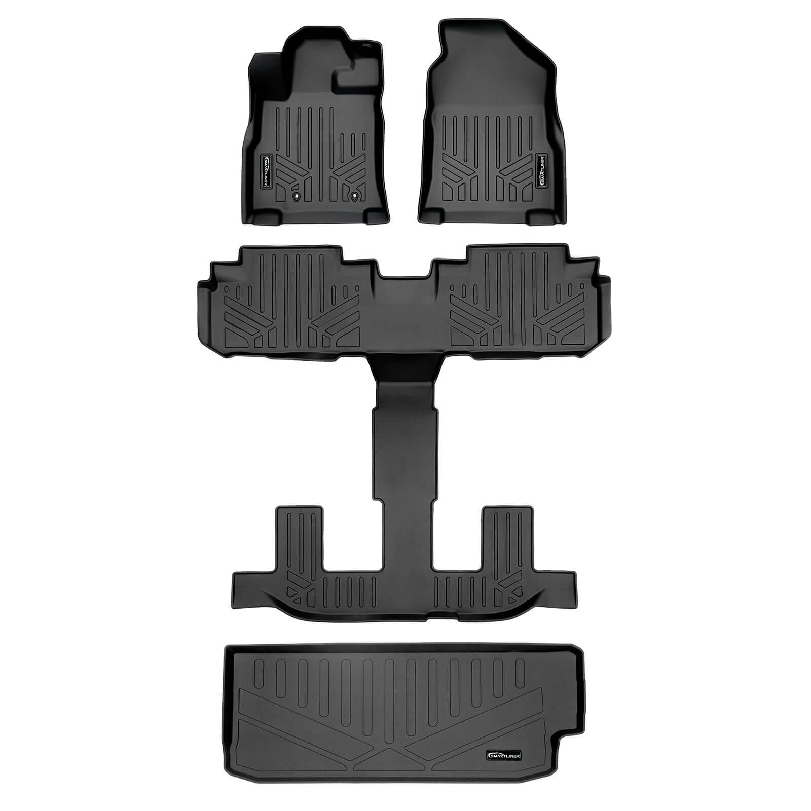 Smart Trim™ Custom Fit Floor Liners For 2019-2025 Subaru Ascent with 2nd Row Bench Seat and With Subwoofer in the Cargo Area