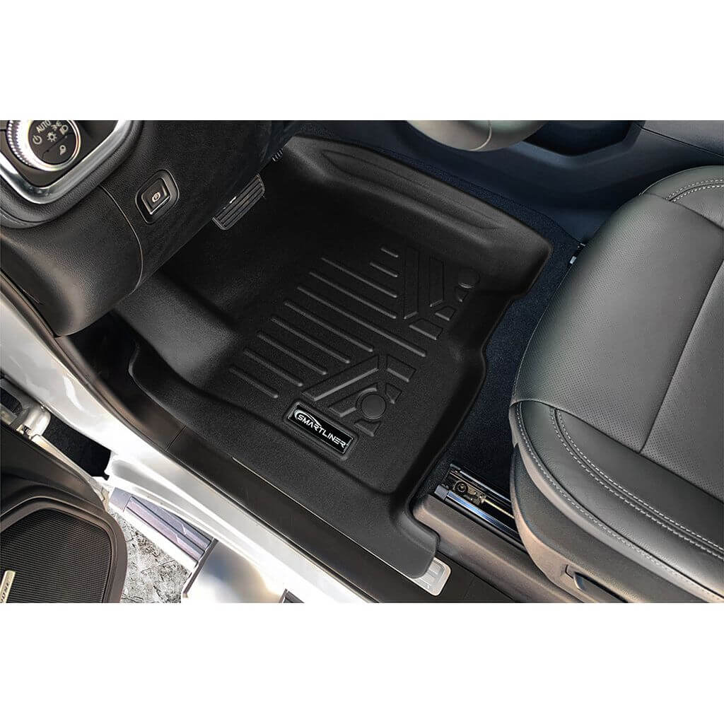 SmartCoverage™ Floor Liners For 2019-2026 Chevy Silverado 1500 / GMC Sierra 1500 Crew Cab | Carpet | (1st Row Bench) (No OTH) [2nd Row Storage]