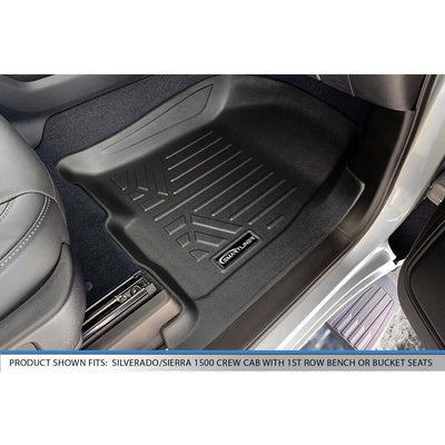 SMARTLINER Floor Liners for 2019-2024 GMC Sierra 1500 Double Cab | Carpet | (1st Row Bench) without OTH [2nd Row Storage]