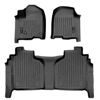 SmartCoverage™ Floor Liners For 2019-2026 Chevy Silverado 1500/ GMC Sierra 1500 Crew Cab | Carpet | (1st Row Bucket) [2nd Row Storage]