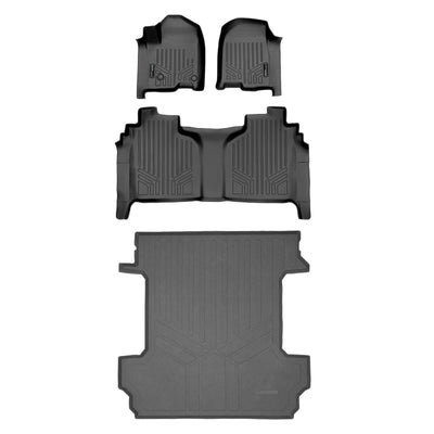SmartCoverage™ Floor Liners For 2019-2026 Chevy Silverado 1500 / GMC Sierra 1500 Crew Cab | Carpet | (1st Row Bench) (No OTH) [2nd Row Storage]