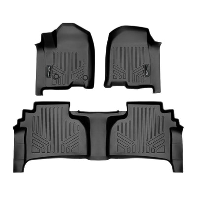 SMARTLINER Custom Fit Floor Liners For 2019-2026 Chevrolet Silverado 1500 Double Cab with Carpet Flooring and 1st Row Bench Seat without OTH Coverage (with 2nd Row Under Seat Storage)