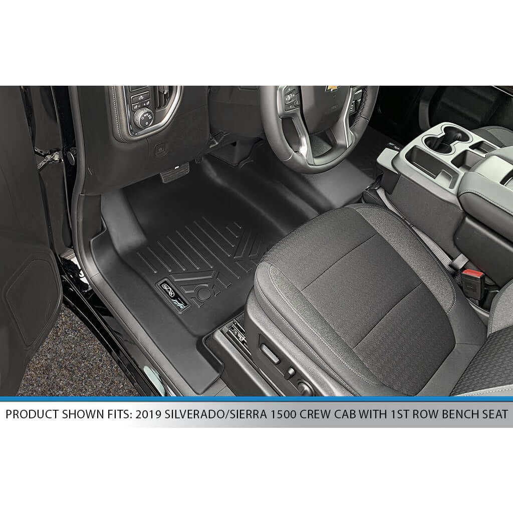Smart Trim™ Floor Liners For 2019-2026 Chevy Silverado 1500 Double Cab | Carpet | (1st Row Bench) and OTH Coverage [No 2nd Row Storage]