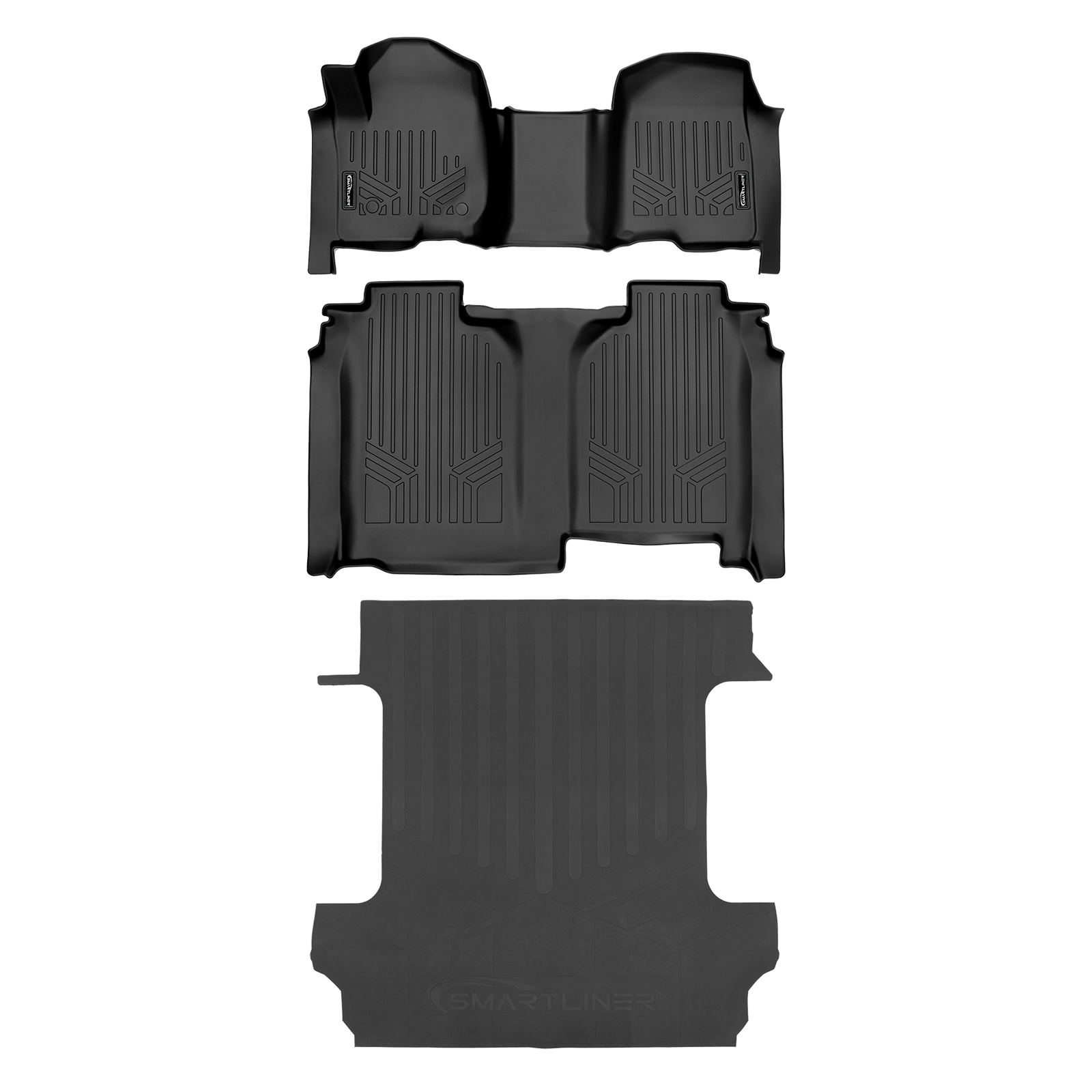 SmartCoverage™ Floor Liners For 2019-2026 Chevy Silverado 1500 Crew Cab (1st Row Bench) (OTH) | Carpet [No 2nd Row Storage]