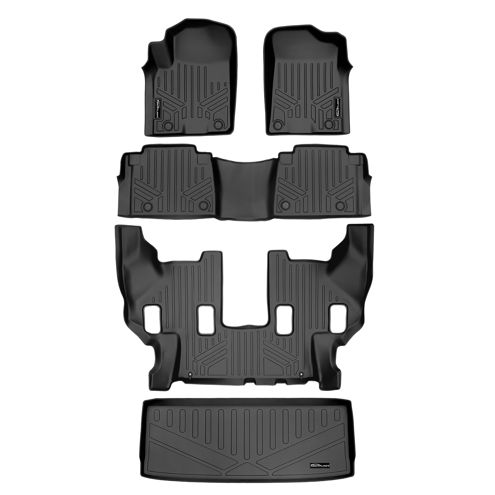 SMARTLINER Custom Fit Floor Liners For 2019-2024 Infiniti QX80 and 2019-2024 Nissan Armada No Bucket Seats & Center Console Only