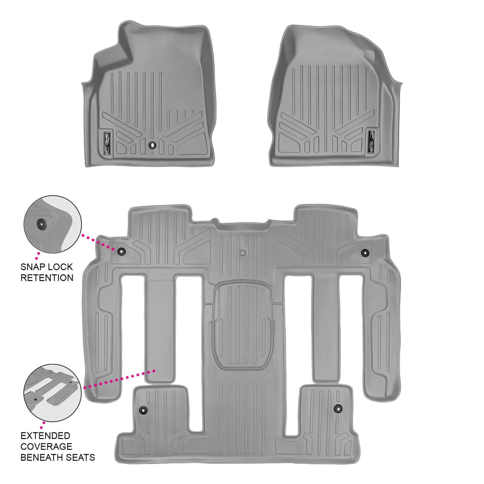 SMARTLINER Custom Fit Floor Liners For 2008 - 2017 Buick Enclave with 2nd Row Bucket Seats