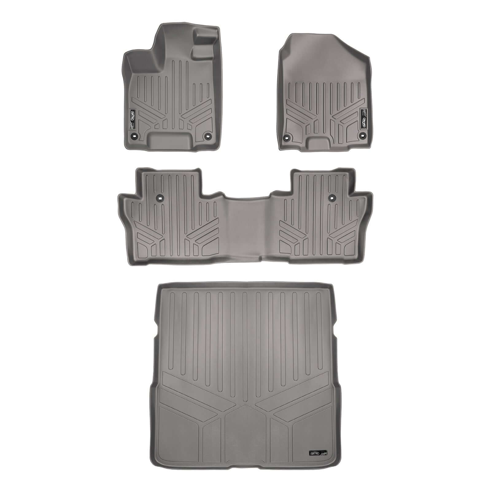 SMARTLINER Custom Fit Floor Liners For 2016-2022 Honda Pilot (8 Passenger Model)