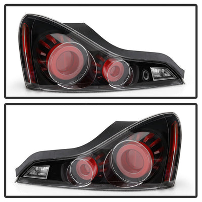SPYDER xTune 08-13 Infiniti G37 Coupe LED Tube Style Tail Lights - Black (ALT-JH-IG37-2D-LBLED-BK) 9048562