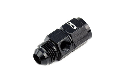 HPS Performance Products AN Male to Female Fuel Pressure Gauge Adapter with 1/8" NPT Female Port, Aluminum, Black