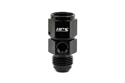 HPS Performance Products AN Male to Female Fuel Pressure Gauge Adapter with 1/8" NPT Female Port, Aluminum, Black