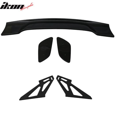 Universal 57In GT Style Gloss Black Trunk Spoiler LED Brake Light ABS