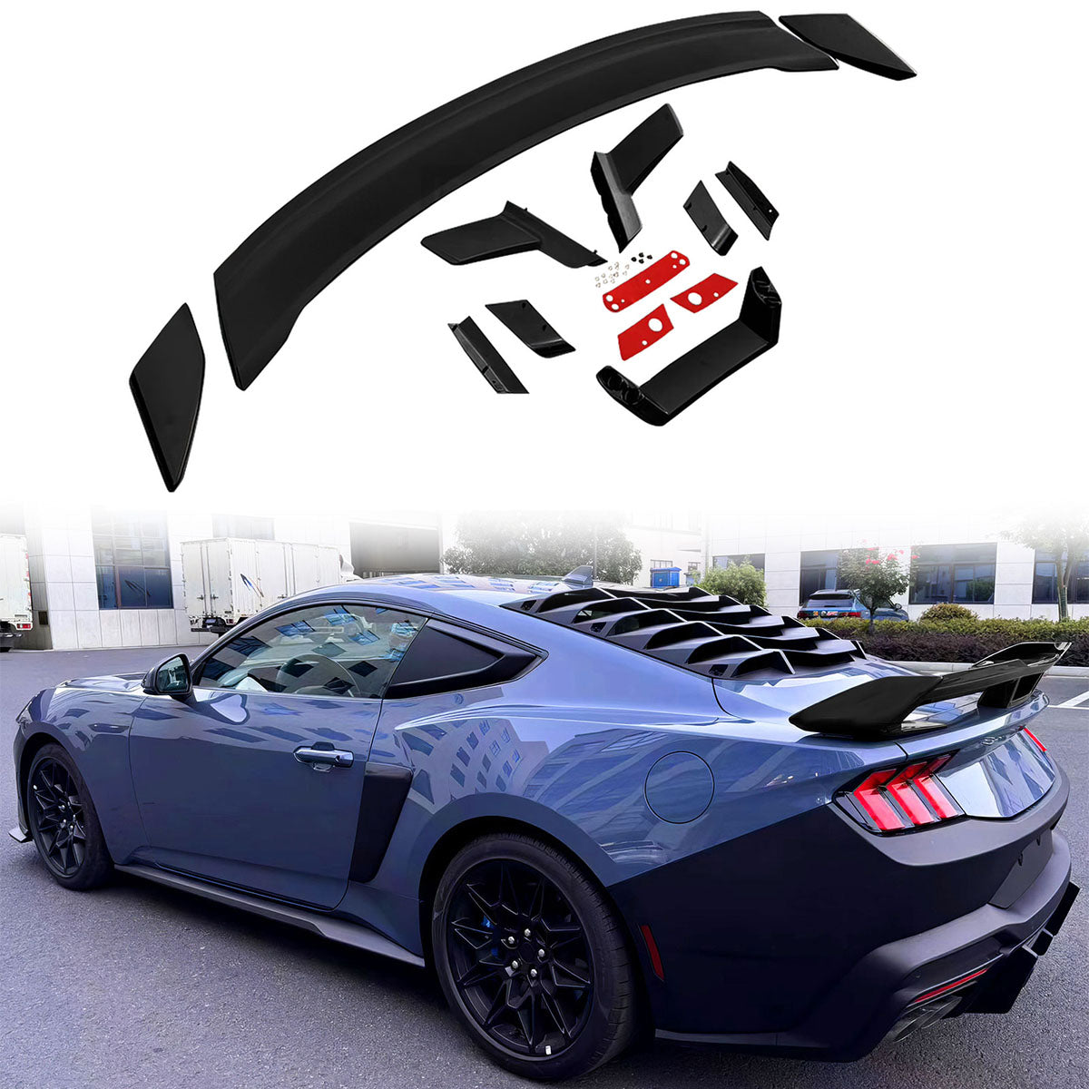 2024-2025 Ford Mustang Coupe Dark Horse Matte Black Trunk Spoiler ABS