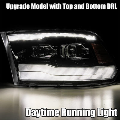 AlphaRex 09-18 Ram Truck LUXX-Series LED Projector Headlights Black