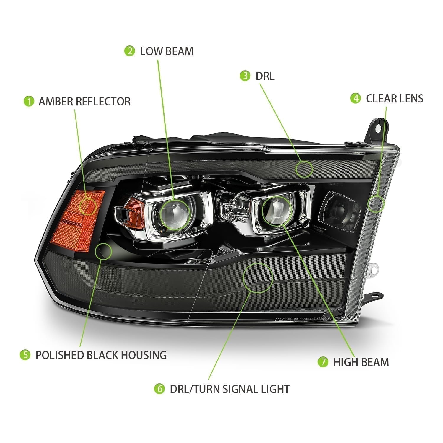 AlphaRex 09-18 Ram Truck MK II PRO-Series Halogen Projector Headlights Jet Black