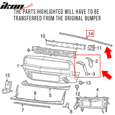 Fits 08-14 Dodge Challenger Front Bumper & SRT Front Lip & Headlights