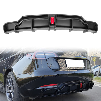 2017-2024 Tesla Model 3 IKON Style Rear Diffuser W/ LED PP
