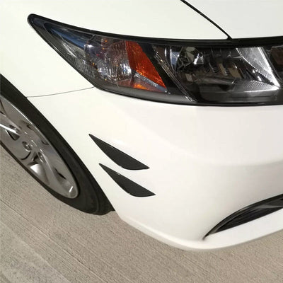 Universal 4PC Black Carbon Fiber Print Front Lip Splitter Canards Fin