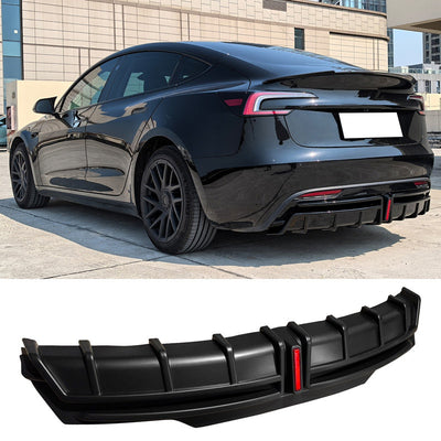 2024-2025 Tesla Model 3 Highland Matte Black Rear Diffuser W/LED PP
