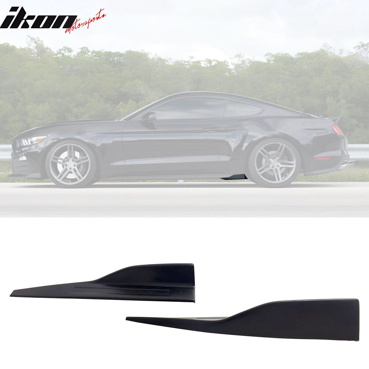 Universal Side Skirts PU ROU Style Unpainted BlackÂ Rocker Pane