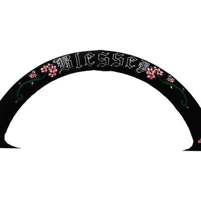 Blessed Universal 350mm 3" Deep Dish 6-Bolt Steering Wheel Red Suede Alcantara