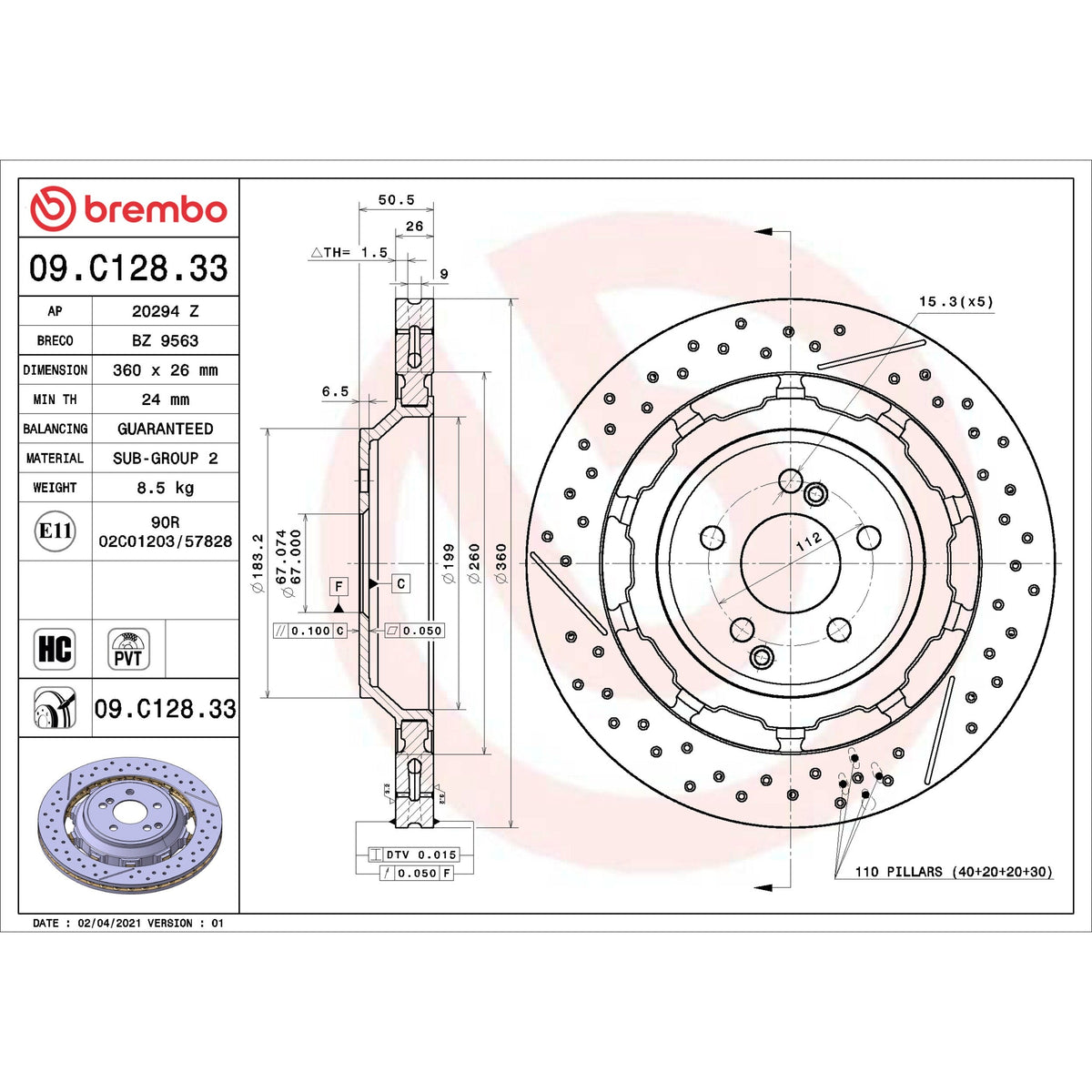 Brembo Disc Brake Rotor 09.C128.33
