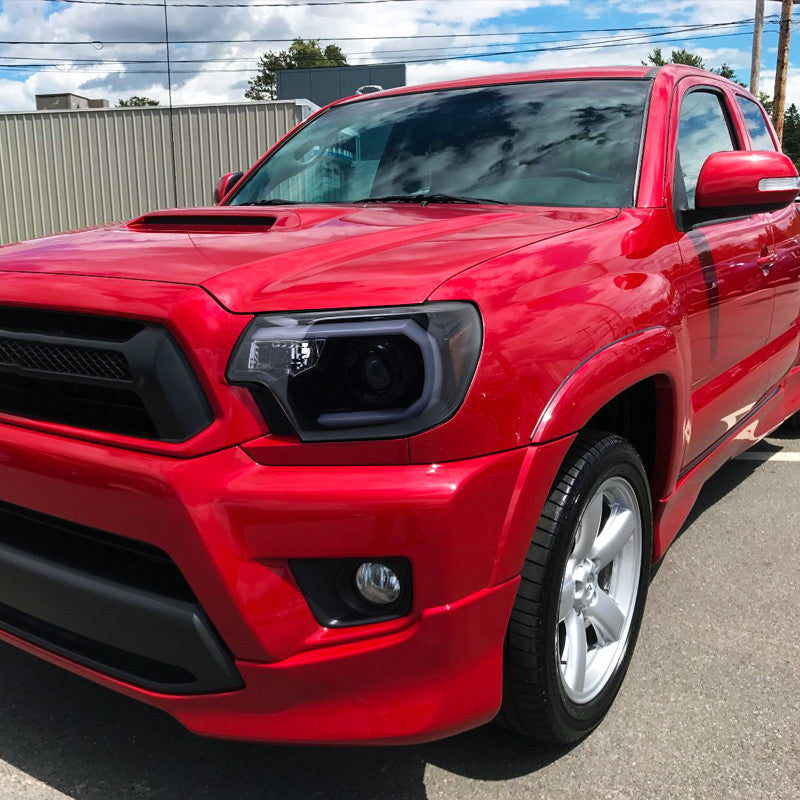 Spec-D 12-15 Tacoma Projector Headlights LED Bar Black Smoked