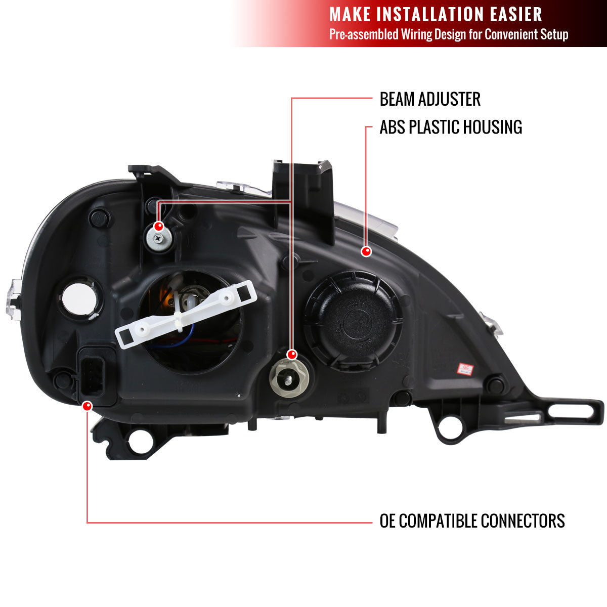 Spec-D 02-05 Mercedes ML W163 Projector Headlights Black/Smoked