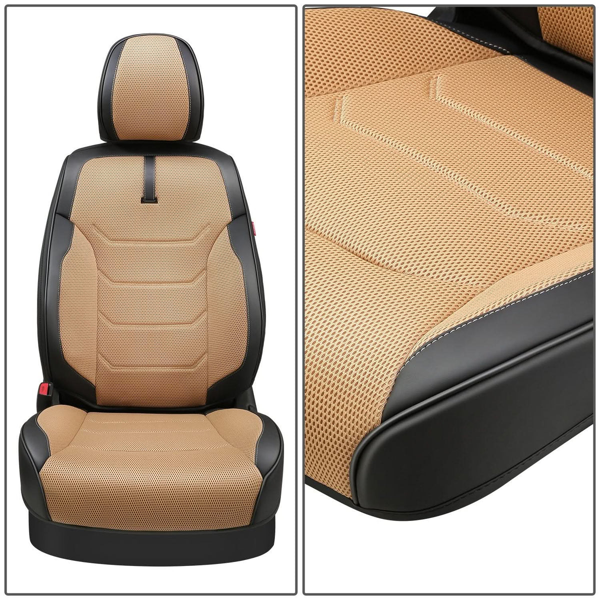 Sport Series Front Row Seat Covers Set - Black/Beige