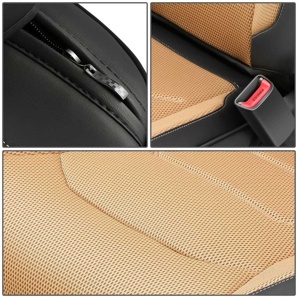Sport Series Front Row Seat Covers Set - Black/Beige